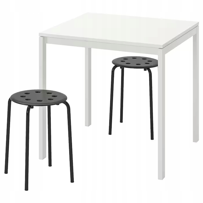 IKEA MELLTORP MARIUS stół + 2 stołki 75x75cm BIAŁY