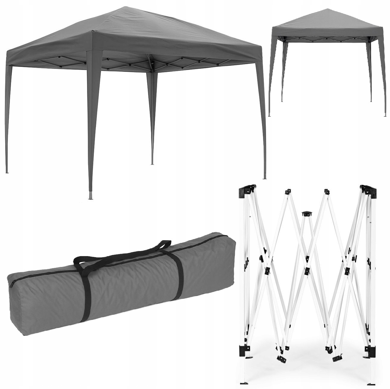 Namiot Pawilon Ogrodowy Automatyczne Rozkładanie 3x3 m Szary Pokrowiec