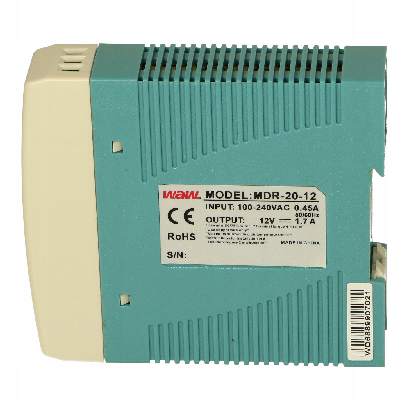 Zasilacz impulsowy MDR-20-12 12V 1,67A WAW Model IW-MDR-20-12 WAW