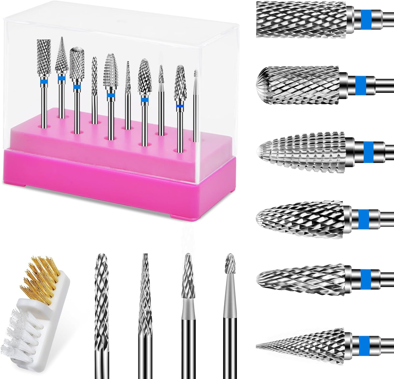 Sada 10 Kusů Fréz Na Nehty Pro Gel A Polygel