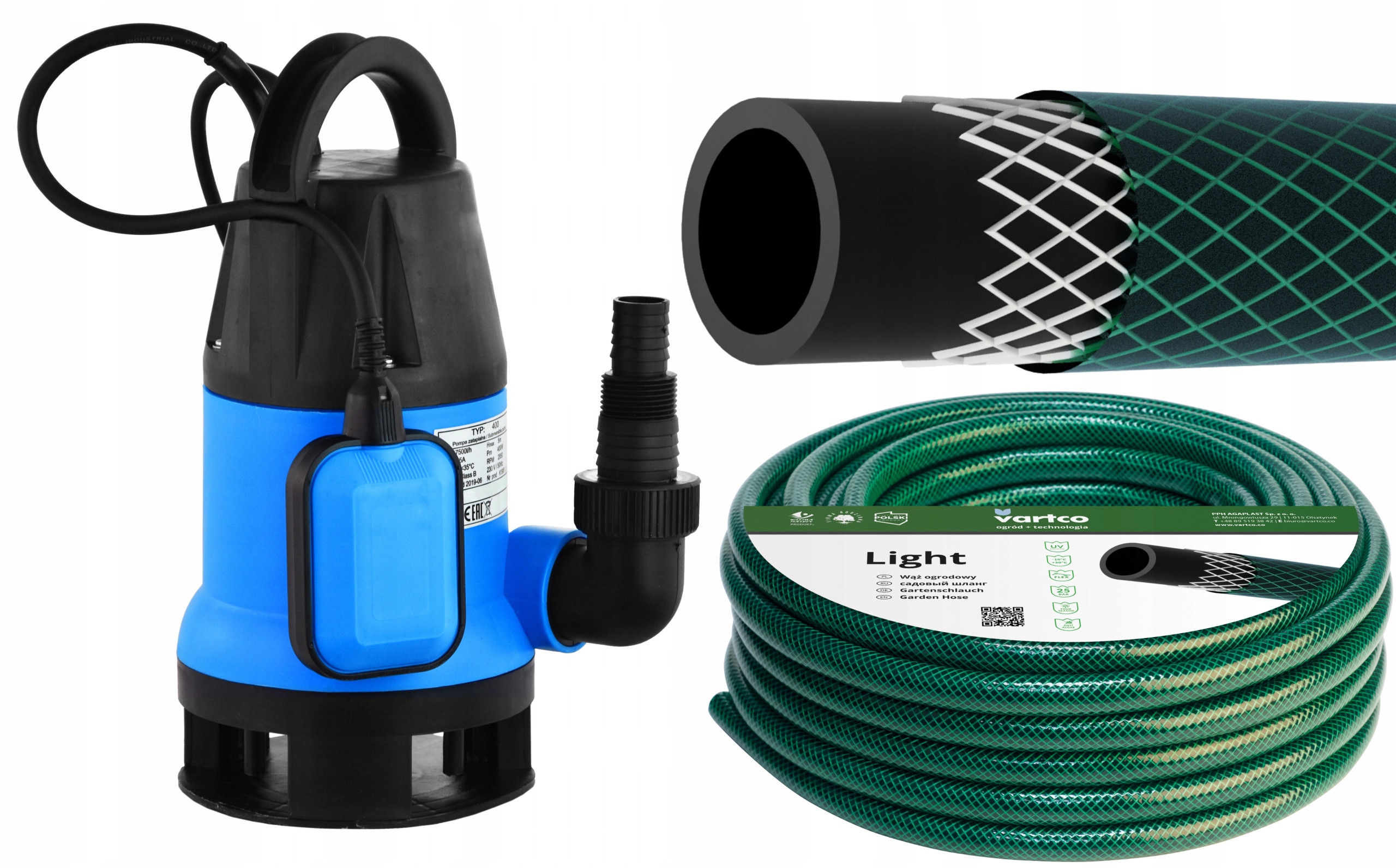 Ibo Ponorná Pumpa Na Špinavú Čistú Vodu IP400 Plavák 400W Hadica 1" 10 m