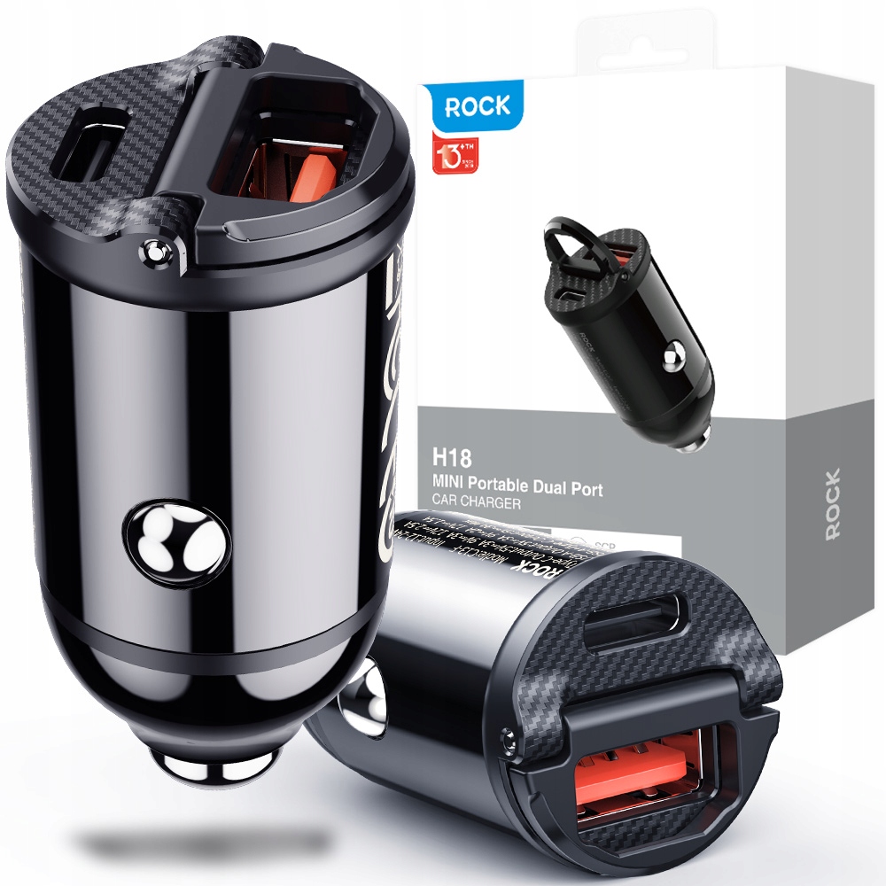 

Rock Ładowarka Samochodowa H18 Usb Mocna Pd Qc 30W