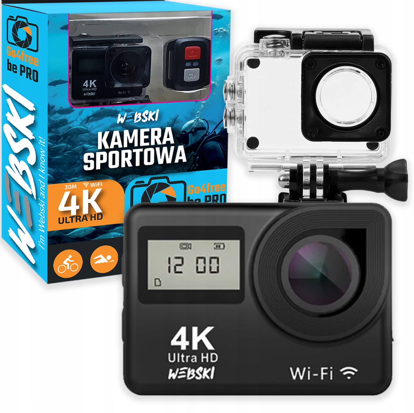 Voděodolná sportovní kamera 4K Uhd na kolo pro motocykly dálkové ovládání Příslušenství