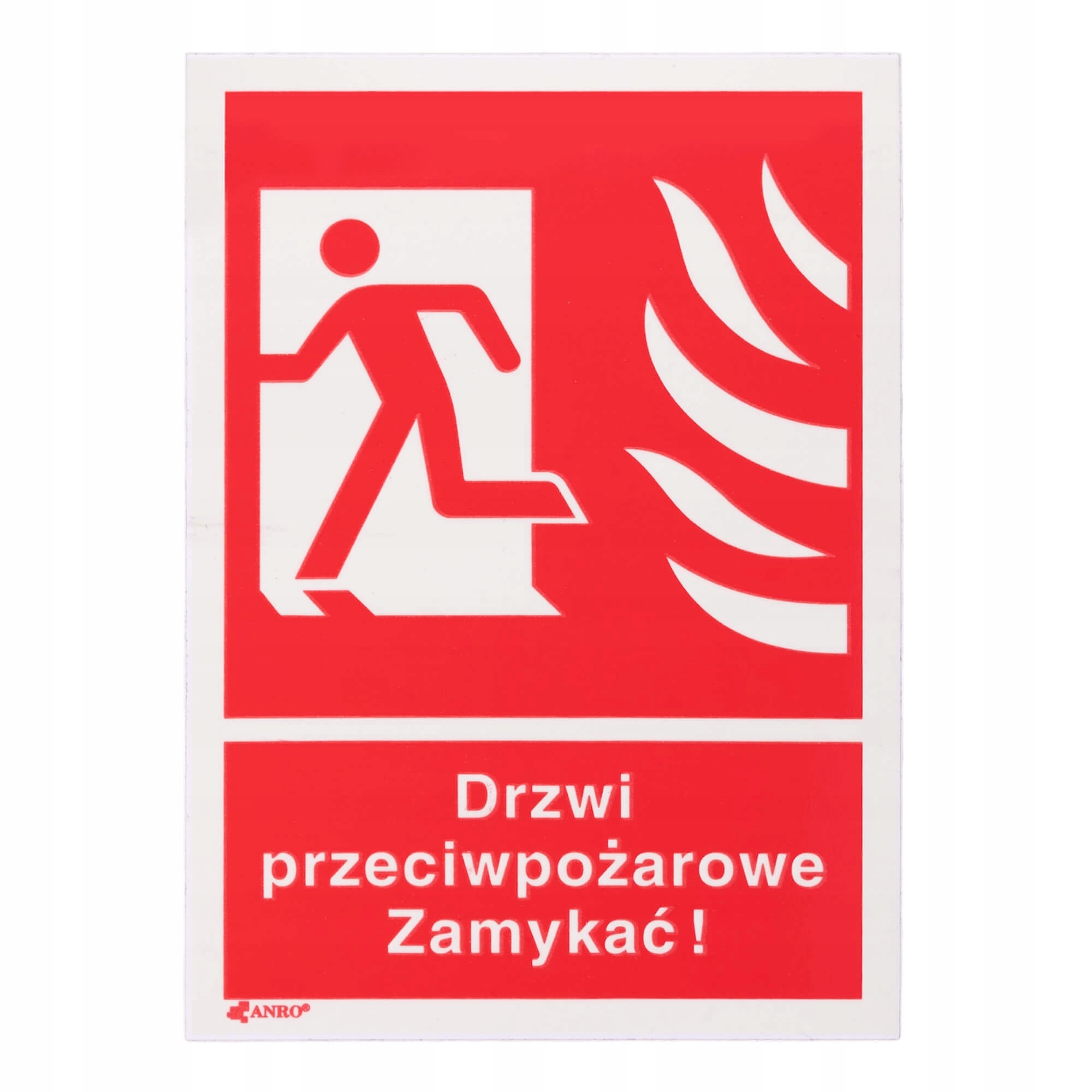 ŚWIECĄCY ZNAK PRZECIWPOŻAROWY PCV | DRZWI PRZECIWPOŻAROWE ZAMYKAĆ! LEWE 29P