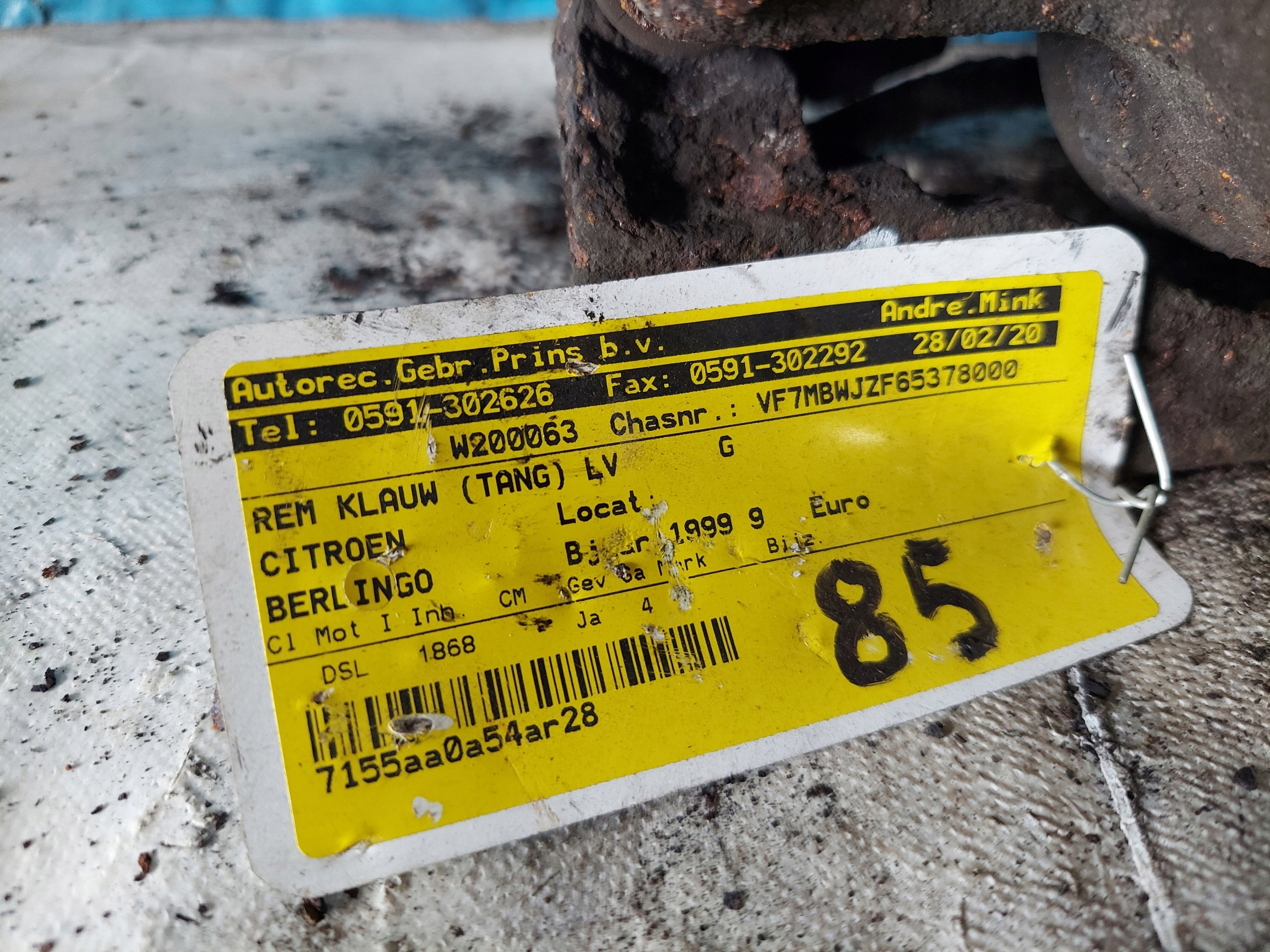 caliper CITROEN BERLINGO 1.9 D LP LUCAS 54