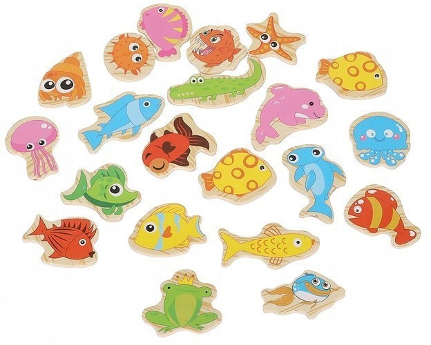 GRA ŁOWIENIE RYBEK NA MAGNES ZABAWKA DREWNIANA ZRĘCZNOŚCIOWA RYBKI Marka bez marki