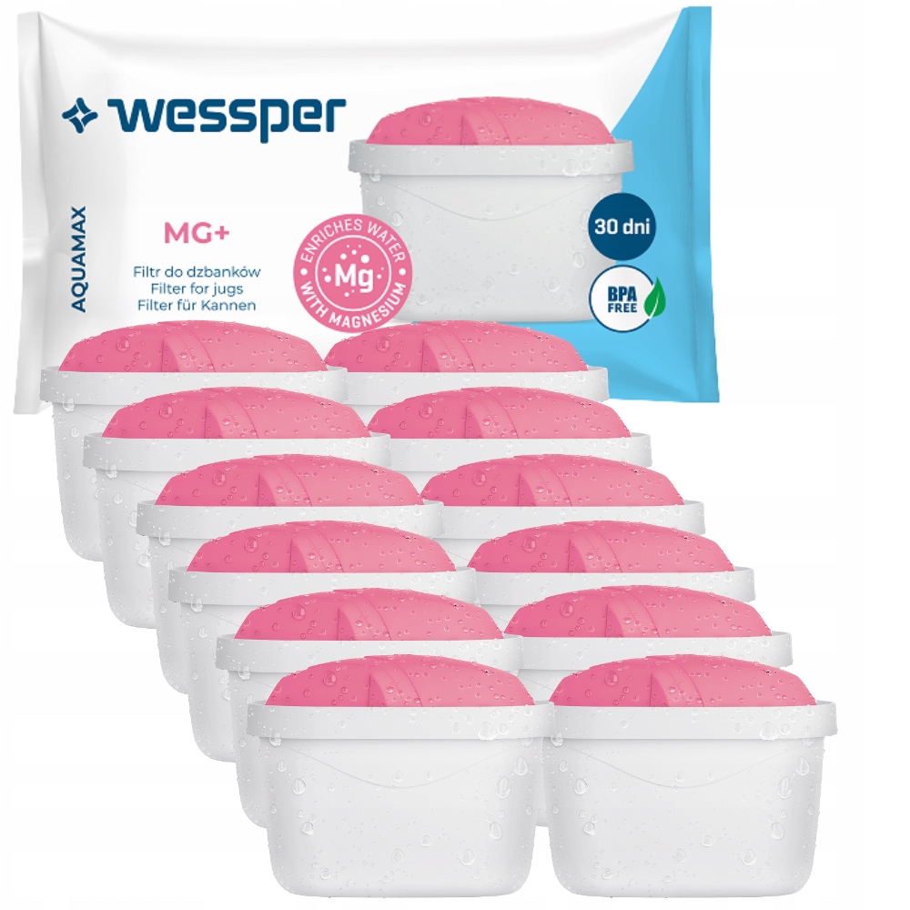 12x Filtr Magnezowy Wessper AquaMax Mg+ filtry do wody dzbanka Magnez