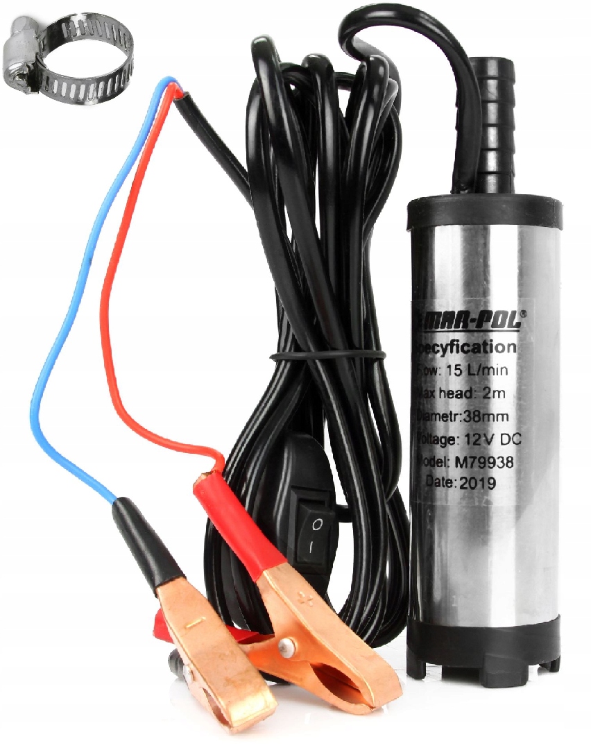 POMPA DO SPUSZCZANIA OLEJU PALIWA WODY 12V 38MM EAN 5901969106961