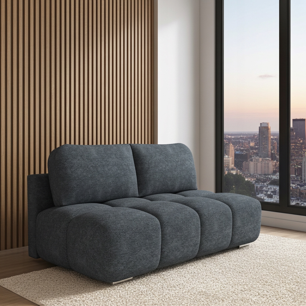 Malá Rozkládací Pohovka S Funkcí Spaní Honey Mini 195 CM Boucle, Grafitová
