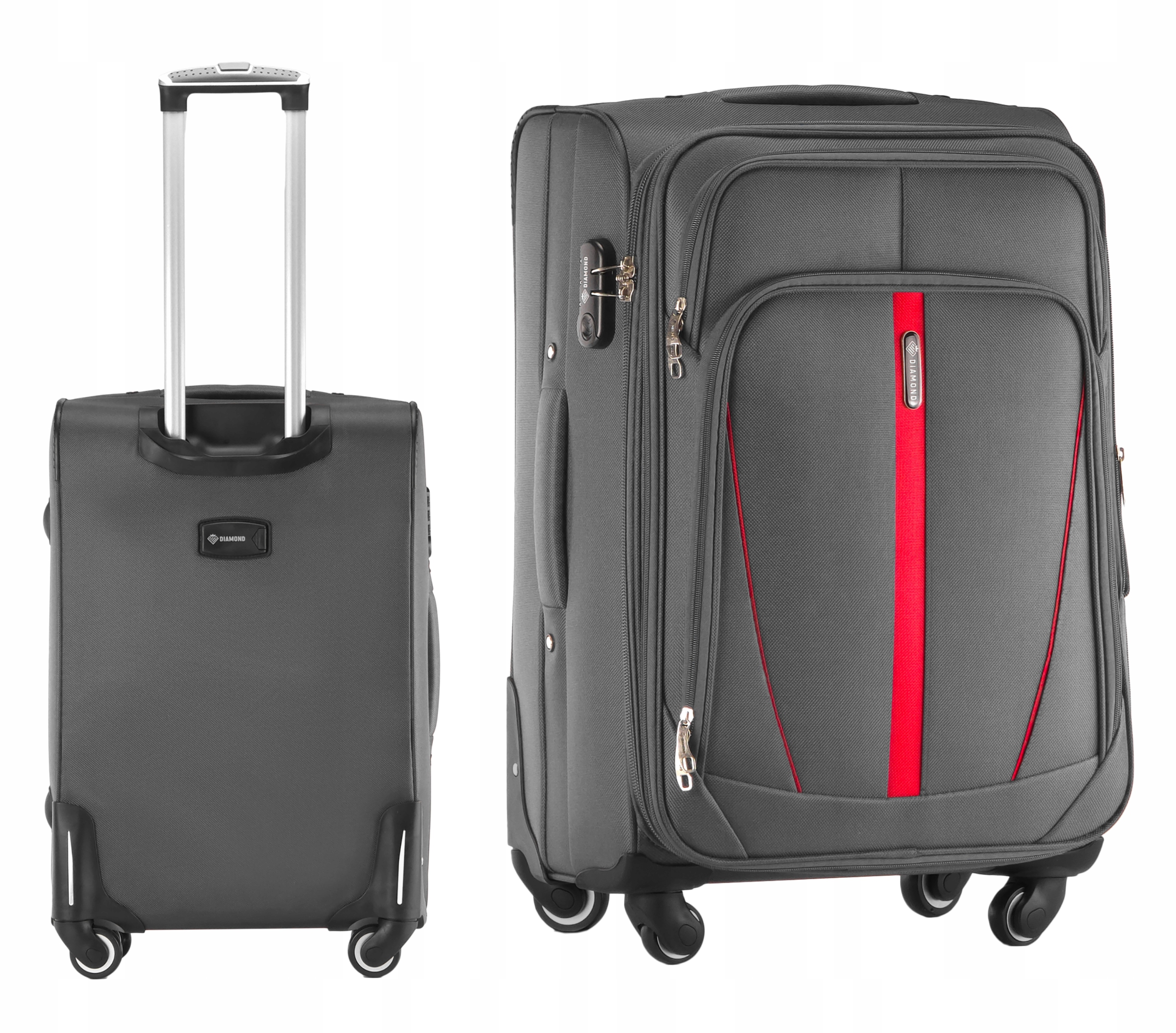Střední Kufr Na Kolečkách Cestovní Zavazadlo Diamond Šedý Měkký M 24" C330