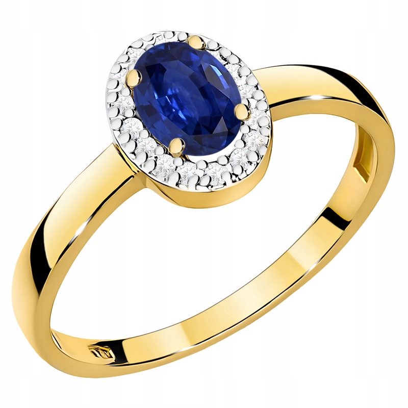 Zlatý Prstýnek Safír 0,70 ct Brilianty 0,08 ct