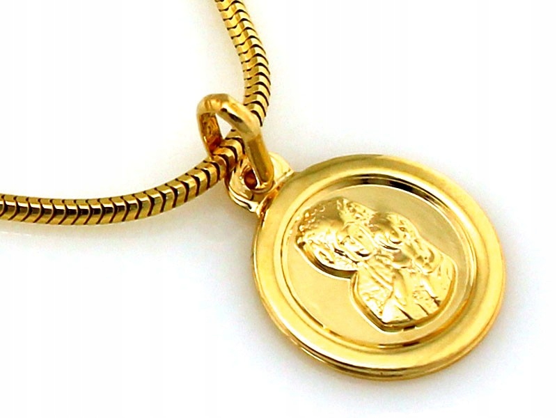 Zlatý medailonek kulatý 585 kulatý s Pannou Marií Čenstochovskou jako dárek