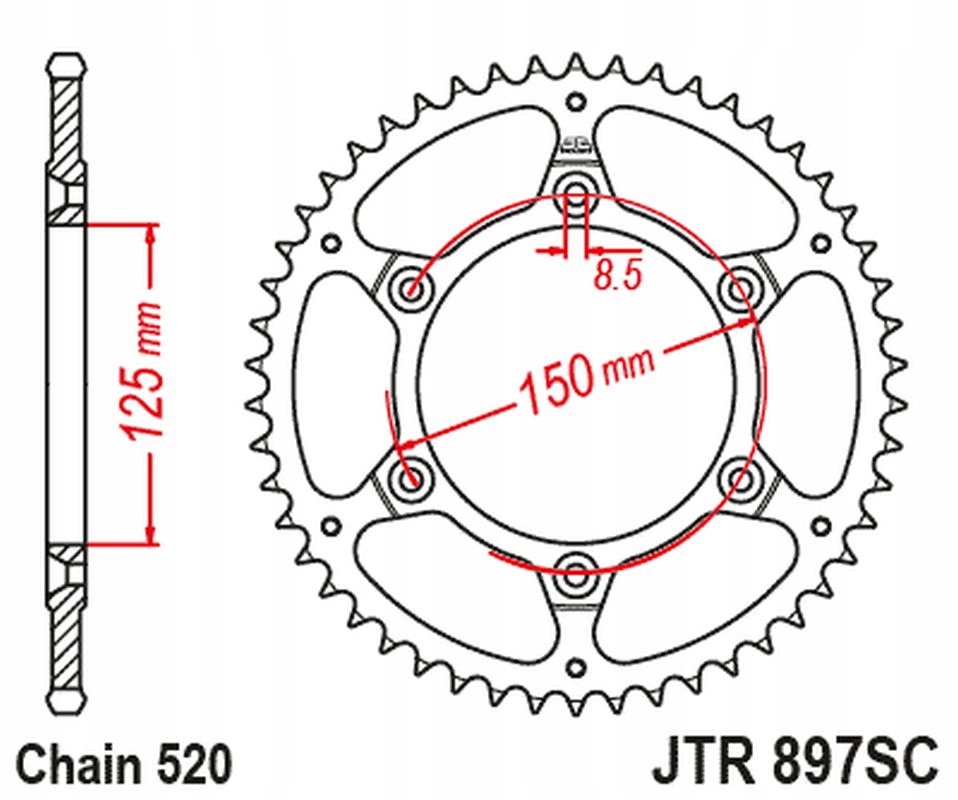 Jt Zębatka Tylna 899 48 Ktm Sx/exc Ultralight Samooczyszczająca (89948JTSC)