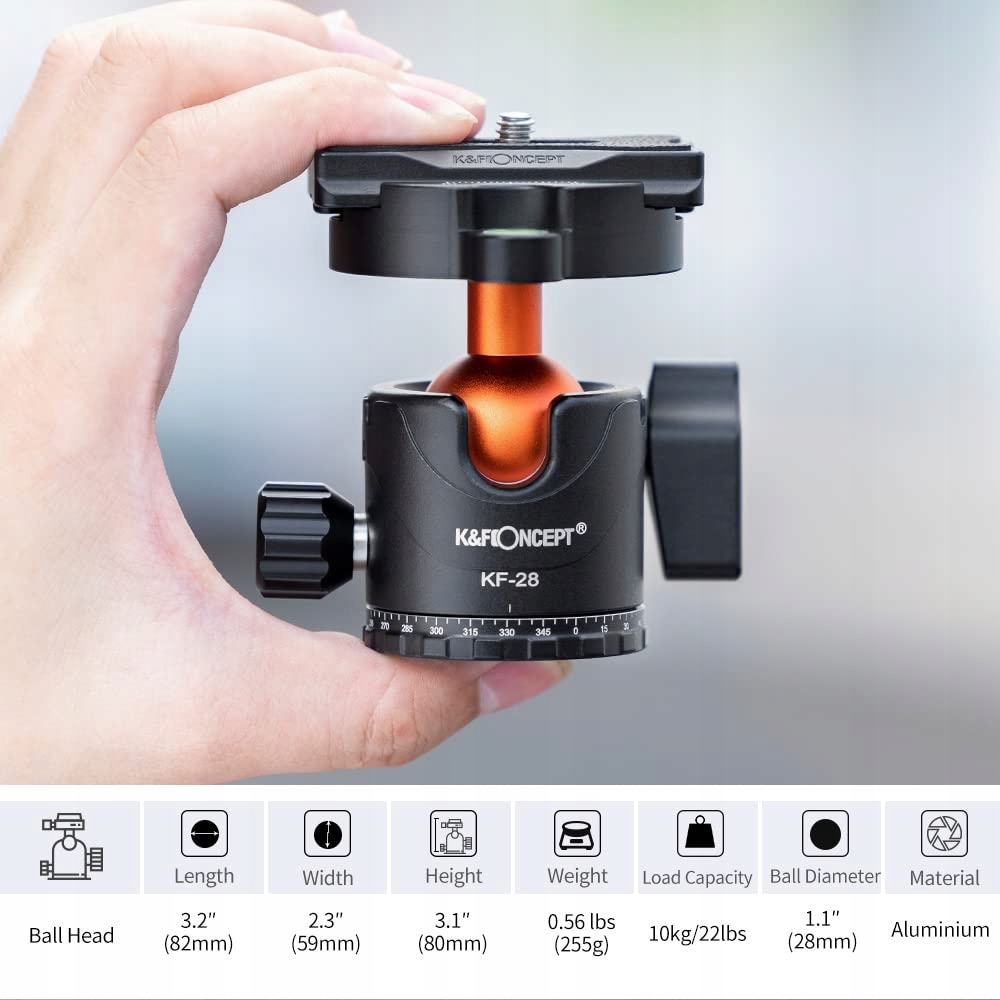 K&F CONCEPT Statyw Węglowy Kompaktowy Podróżny Z Funkcją Monopodu — miniatura 3