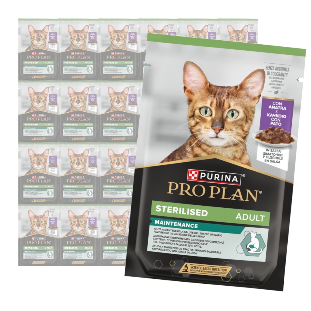 Purina Pro Plan Adult Sterilised 24x85g Mokré Krmivo Pro Kočky Kachna v omáčce