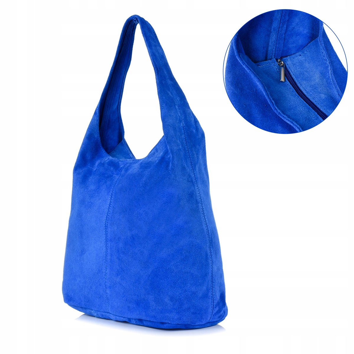 Dámská kožená kabelka semišová prostorná shopper A4 klasická italská kůže