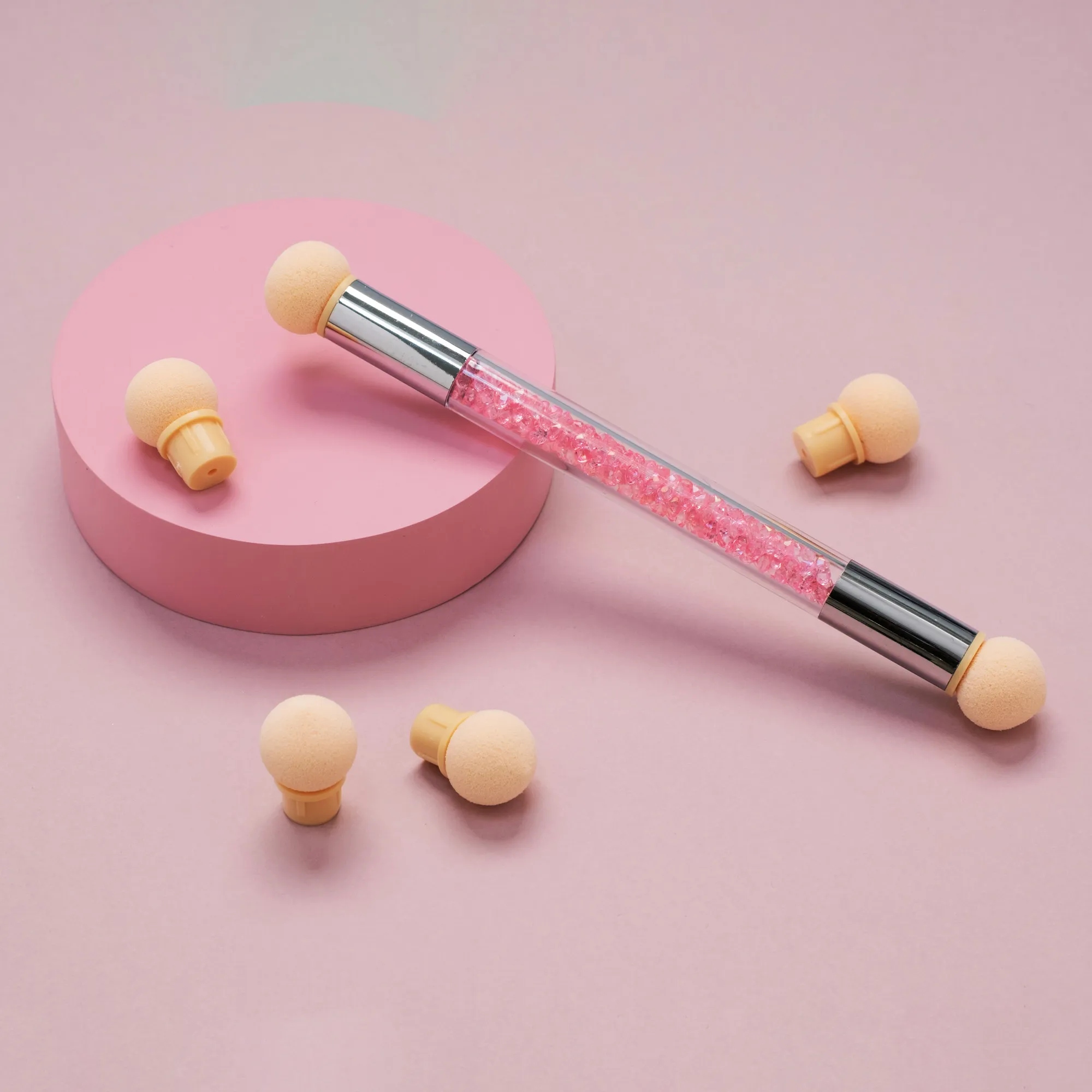 Pędzelek do ombre gąbki stempel do lakierów hybrydowych pędzel + 6 gąbek Stan opakowania oryginalne