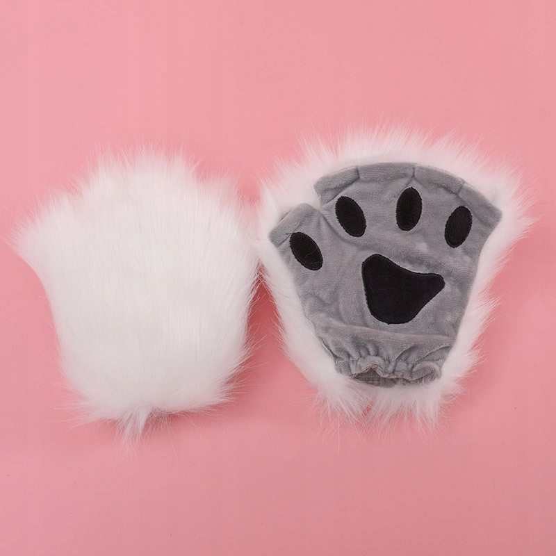 RĘKAWICZKI BEZ PALCÓW NIEDŹWIEDZIE KOCIE ŁAPKI CIEPŁE ZIMOWE WŁOCHATE Rozmiar uniwersalny