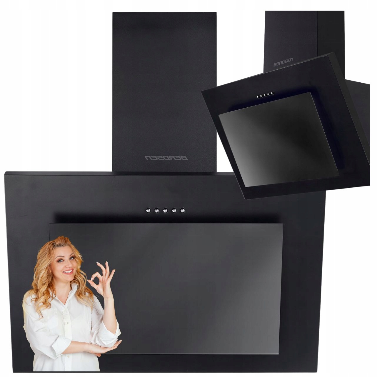 Okap Kominowy Kuchenny 60cm Led Rura Pochłaniacz Do Kuchni Nowoczesny