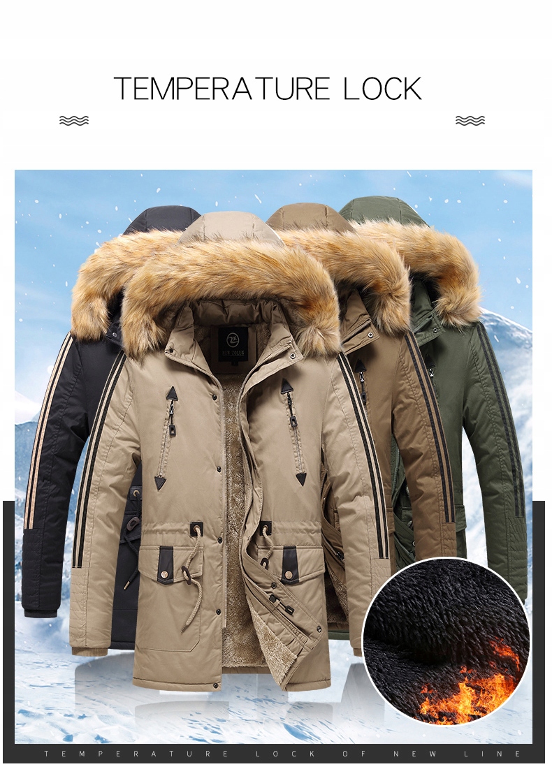 KURTKA MĘSKA ZIMOWA PARKA DŁUGA PŁASZCZ Z KAPTUREM OCIEPLANA GRUBA CIEPŁA Rozmiar 3XL