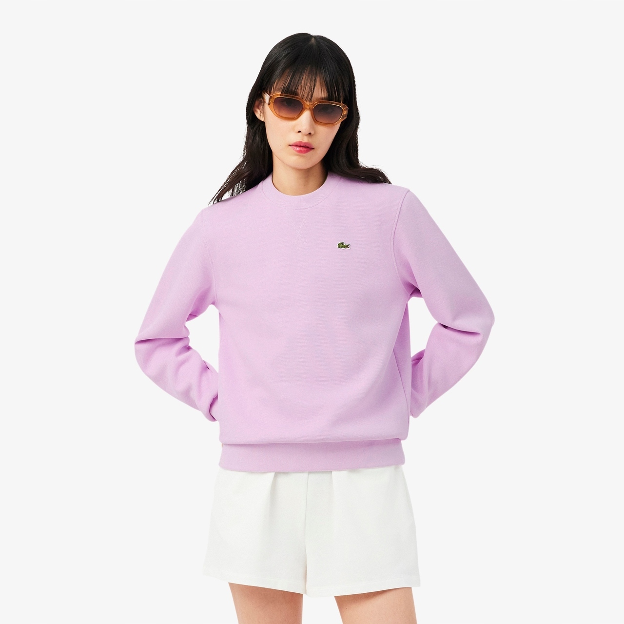 Lacoste Mikina Piqué Crew Neck Rose 34