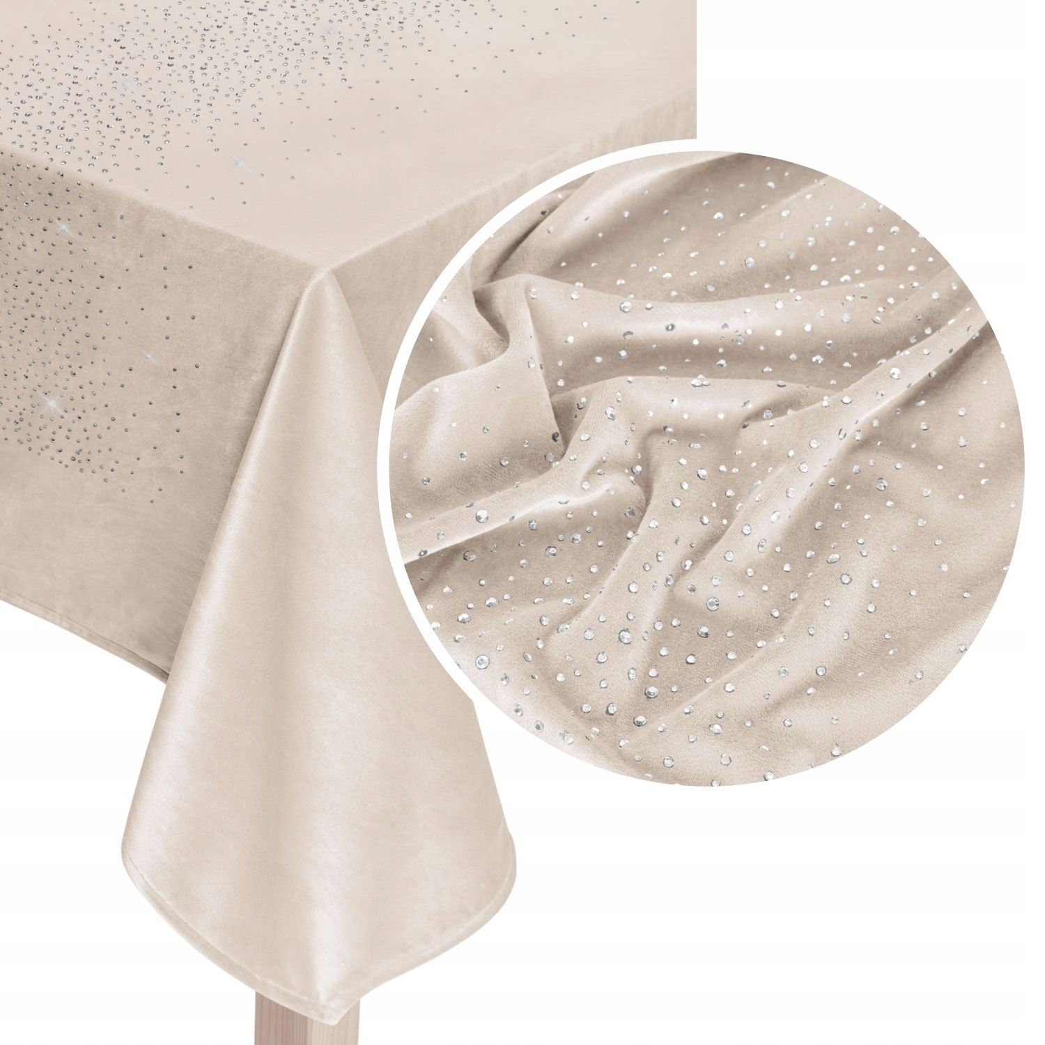 

Beżowy Obrus Velvet Kryształki Shiny 85x85