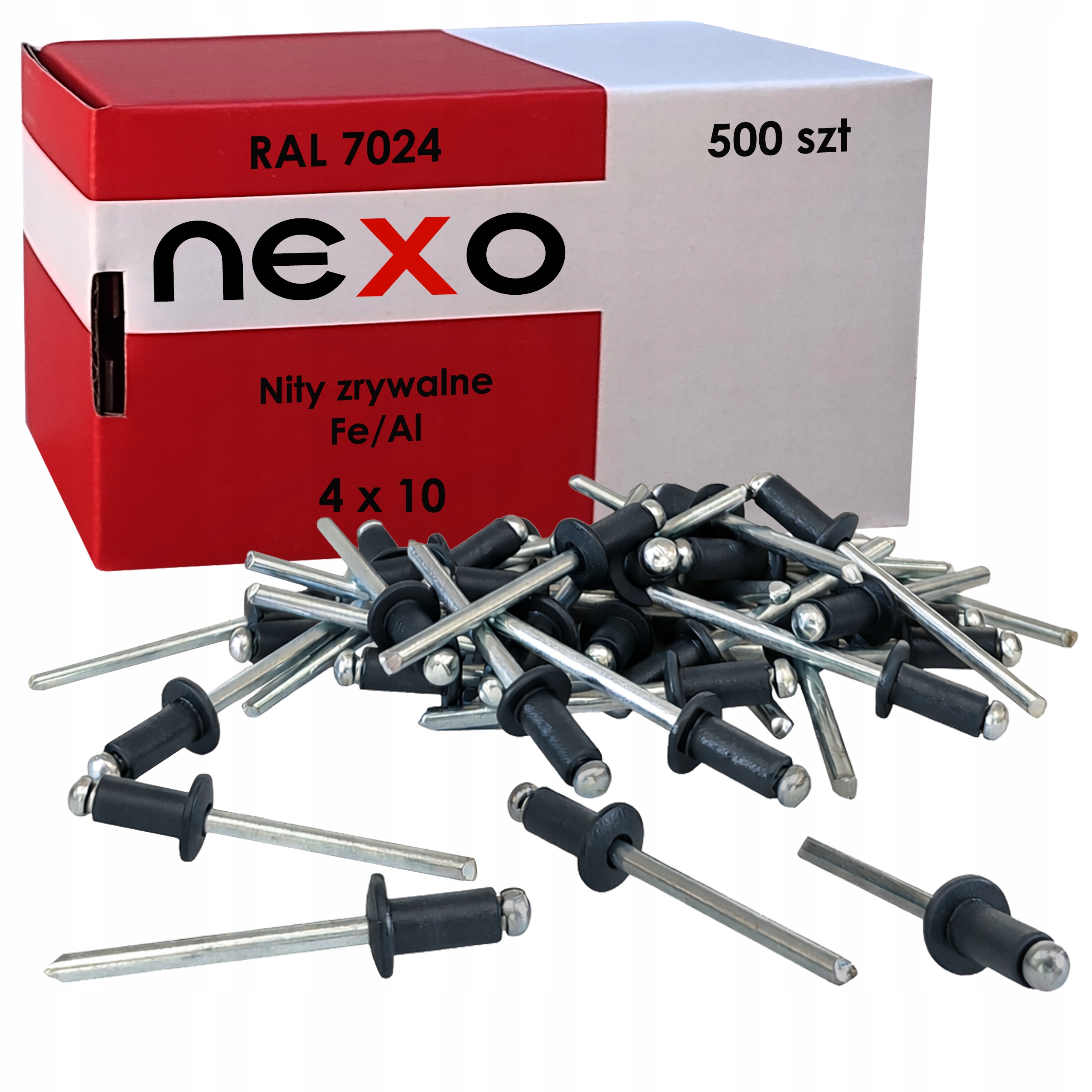 Nity Zrywalne 4x10 mm Aluminiowe Szare Ral 7024 Nit Zrywalny Fe/al 500szt