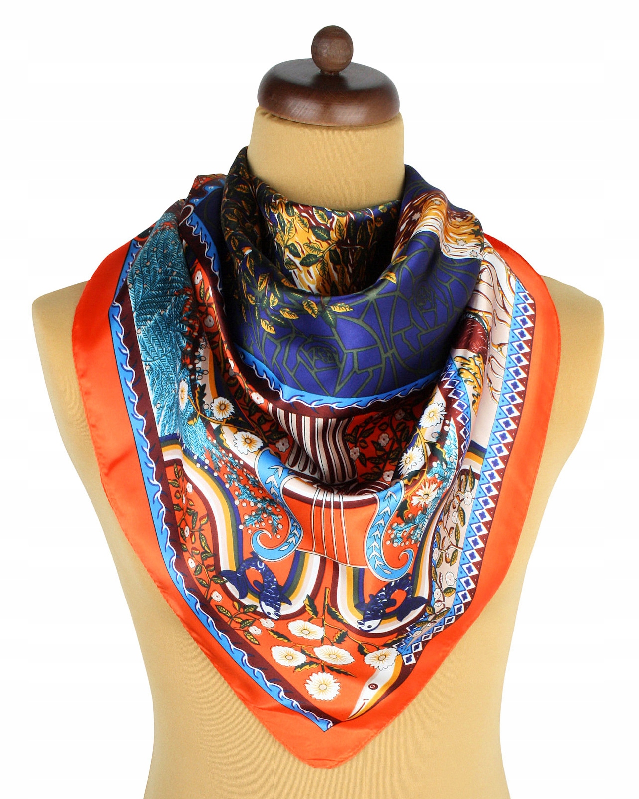 

Apaszka Damska 90x90 Pomarańczowa Wzorzysta Drzewo