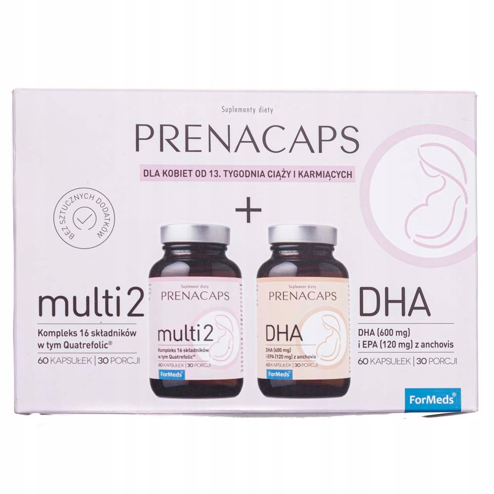 Prenacaps Zestaw Multi 2 Dha Dla Mam Kobiet w Ciąży 60 60 kapsułek