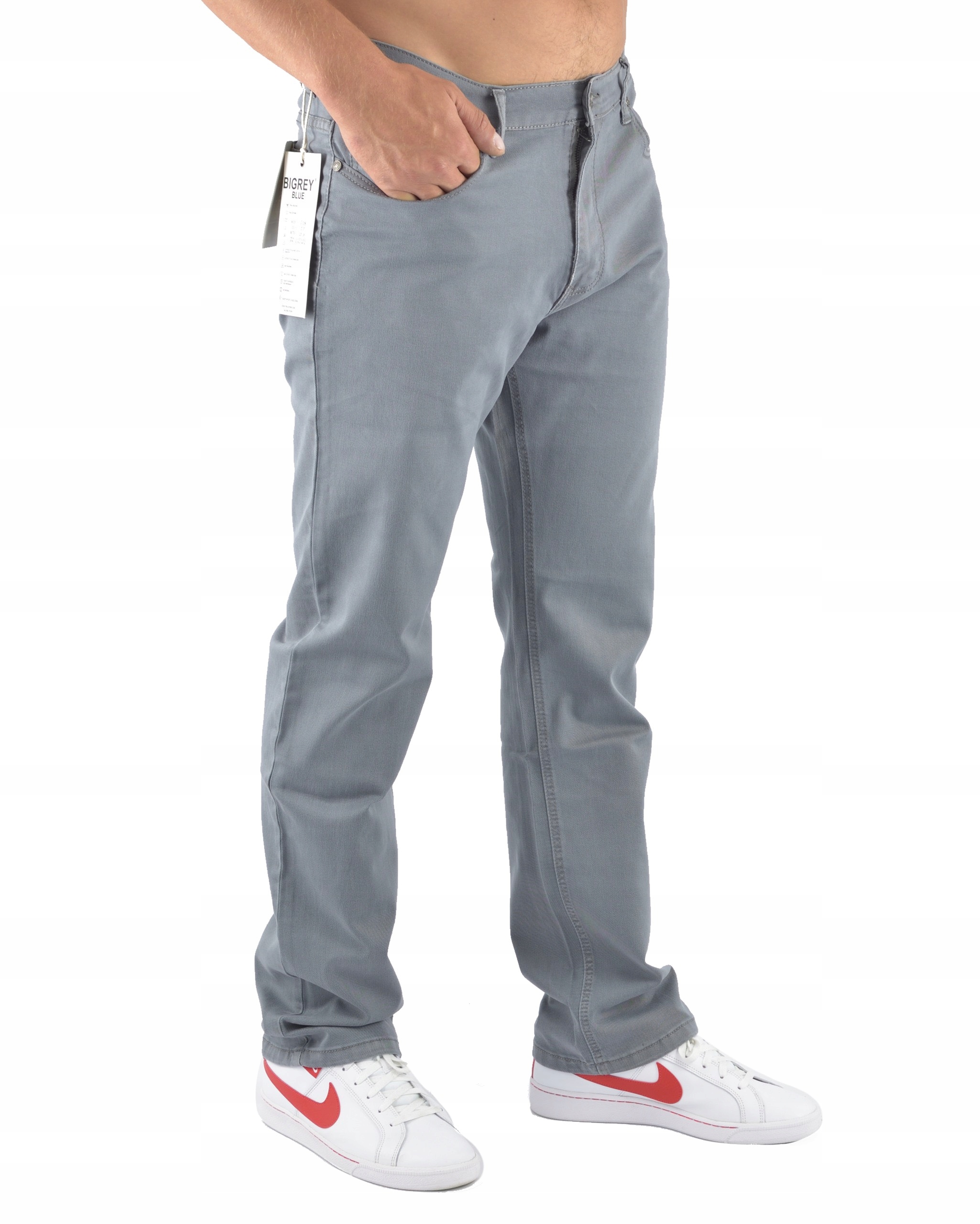 MĘSKIE JEANSY BIGREY SPODNIE SZARE JASNA 36/32