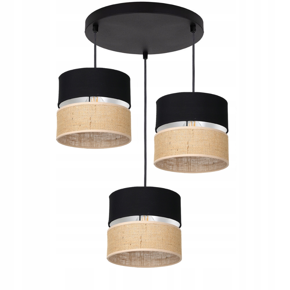 

Boho Lampa Wisząca Juta Sufitowa Talerz Okrągła