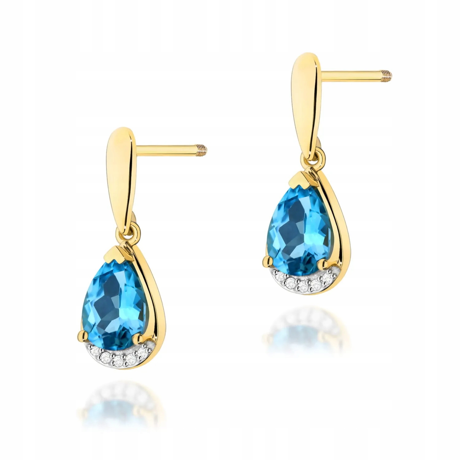 Złote kolczyki Topaz 2 x 1,40ct żółte złoto sztyft zakręcany pr. 585