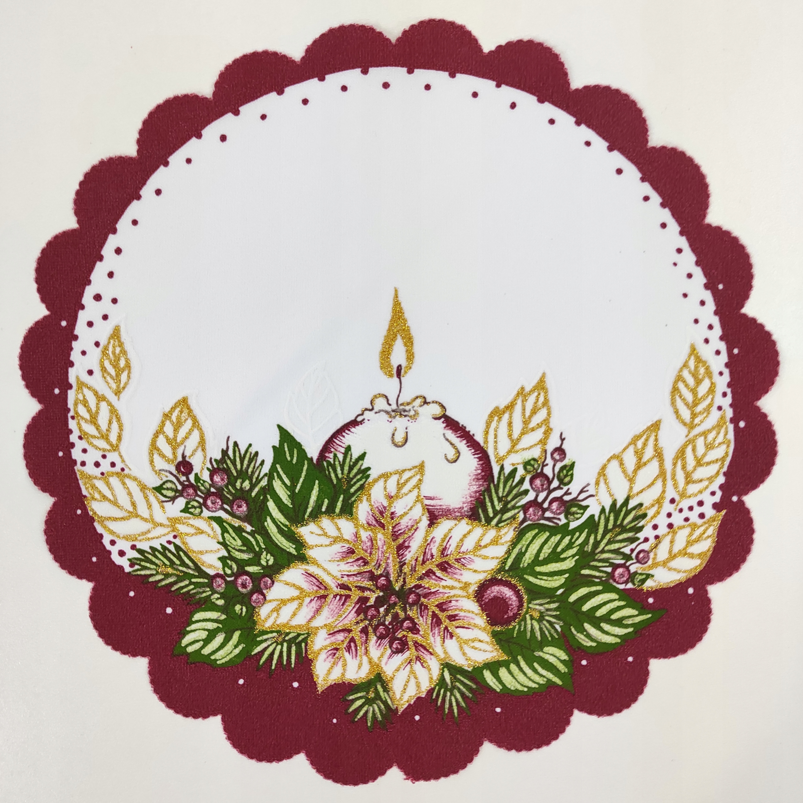 Serwetka świąteczna KOŁO 23 cm bordowa ŚWIĘTA