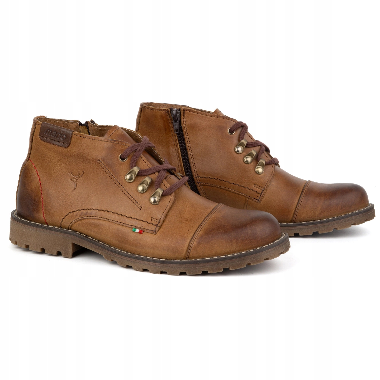 Kotníkové Boty, krátké, zateplené, kožené, 963MP, červené, velikost 42