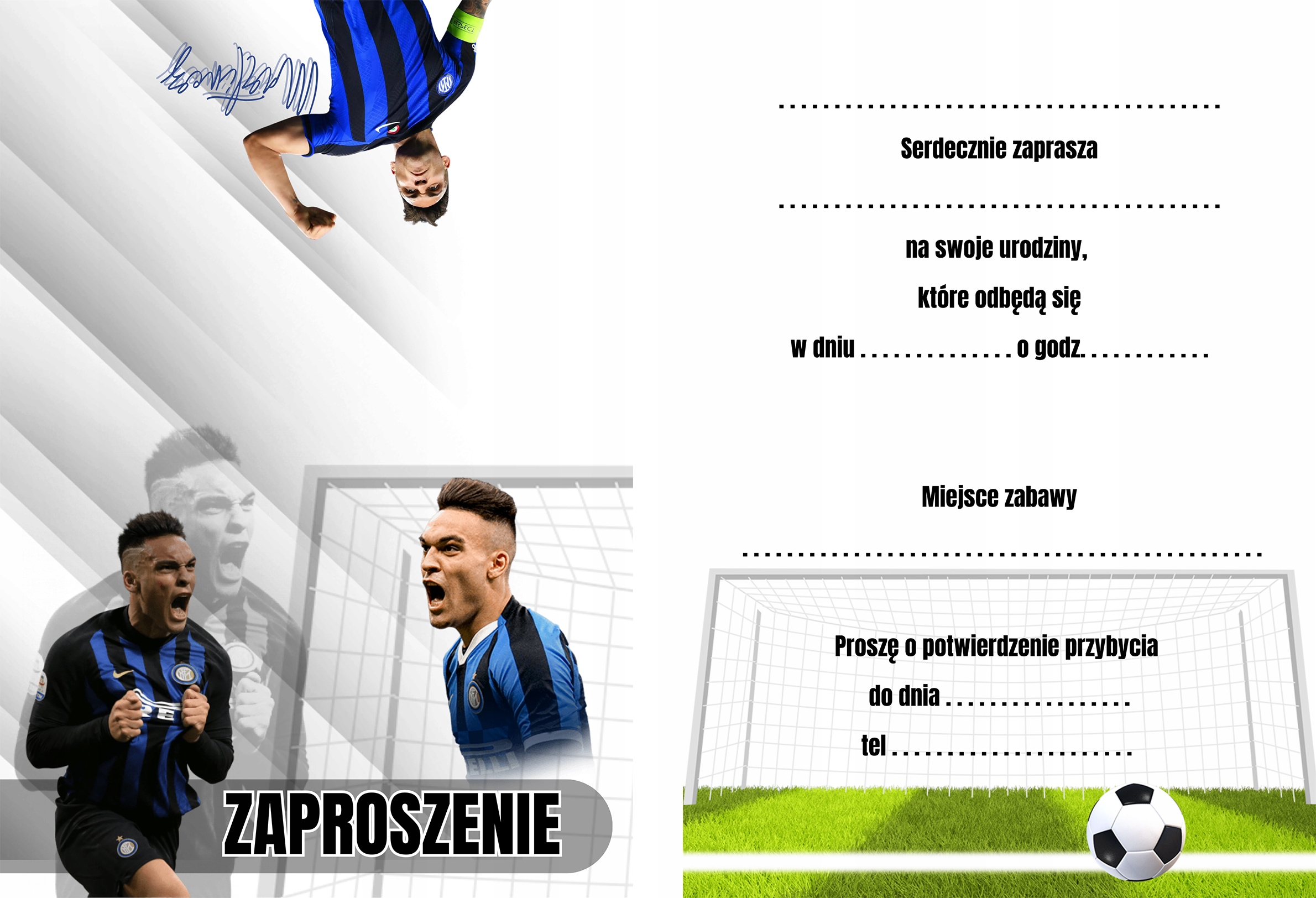 ZAPROSZENIE MARTINEZ INTER MEDIOLAN PIŁKARZ ZAPROSZANIA URODZINOWE 20x15 cm Marka inna
