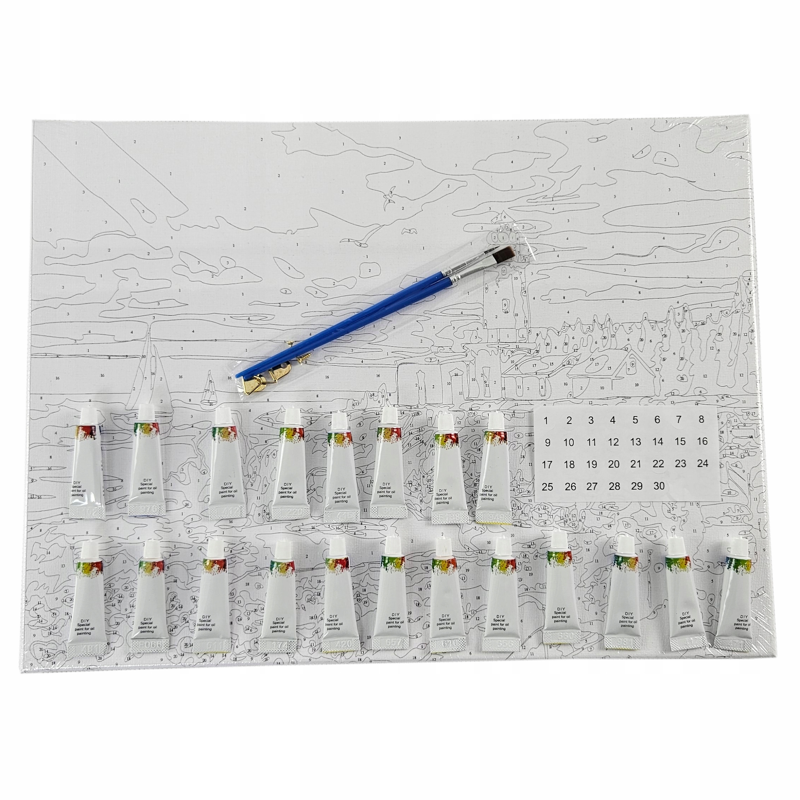 MALOWANIE PO NUMERACH OBRAZ Z RAMĄ DIY ZESTAW PĘDZLE FARBY PŁÓTNO 40x50 Marka Inna