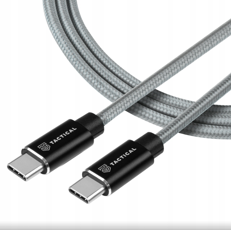 Kabel taktyczny Fast Rope Aramid USB-C / USB-C 100W 20V / 5A 1m Szary (57983104169)