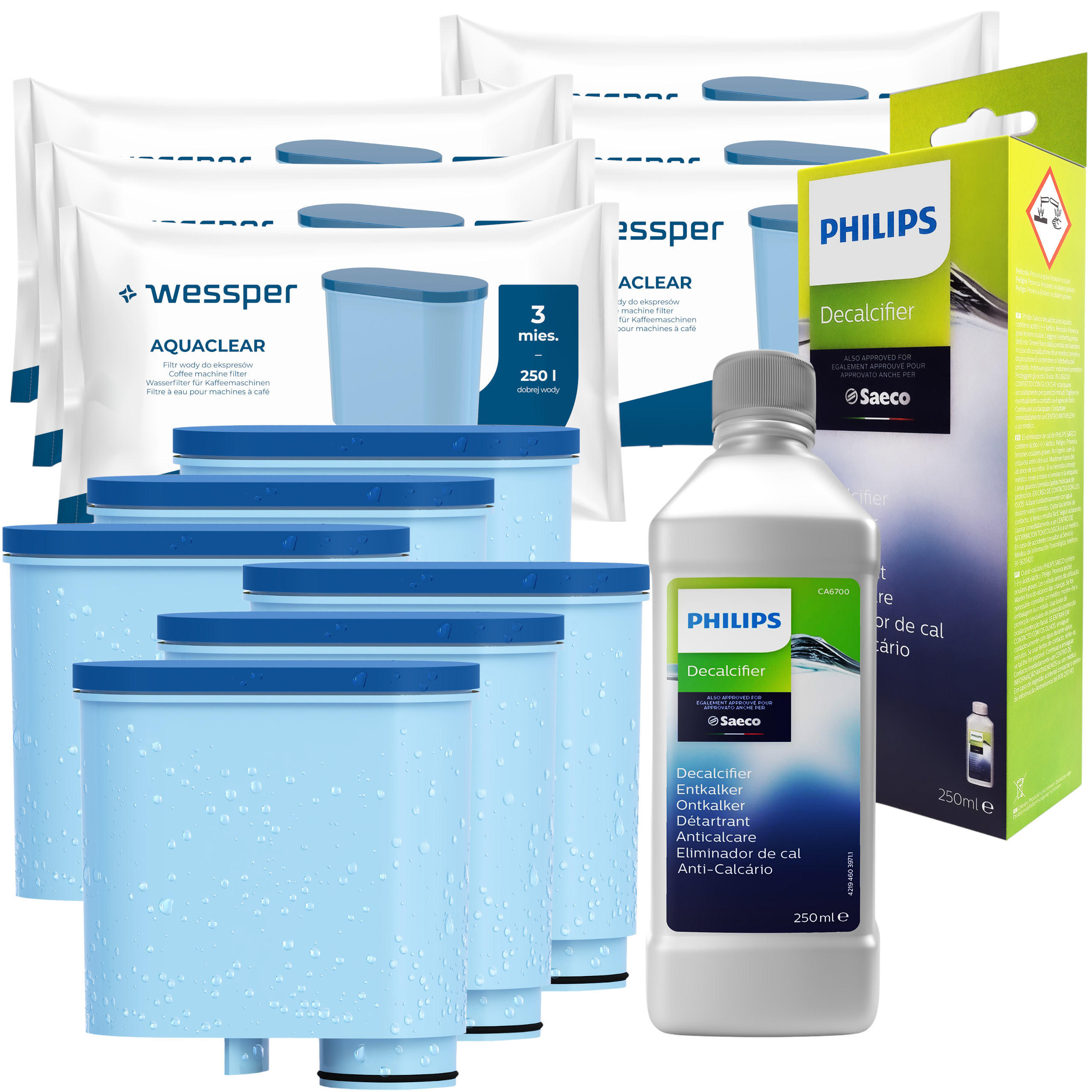 6 x Wessper filtr na vodu pro kávovar Philips Saeco odvápňovač Philips