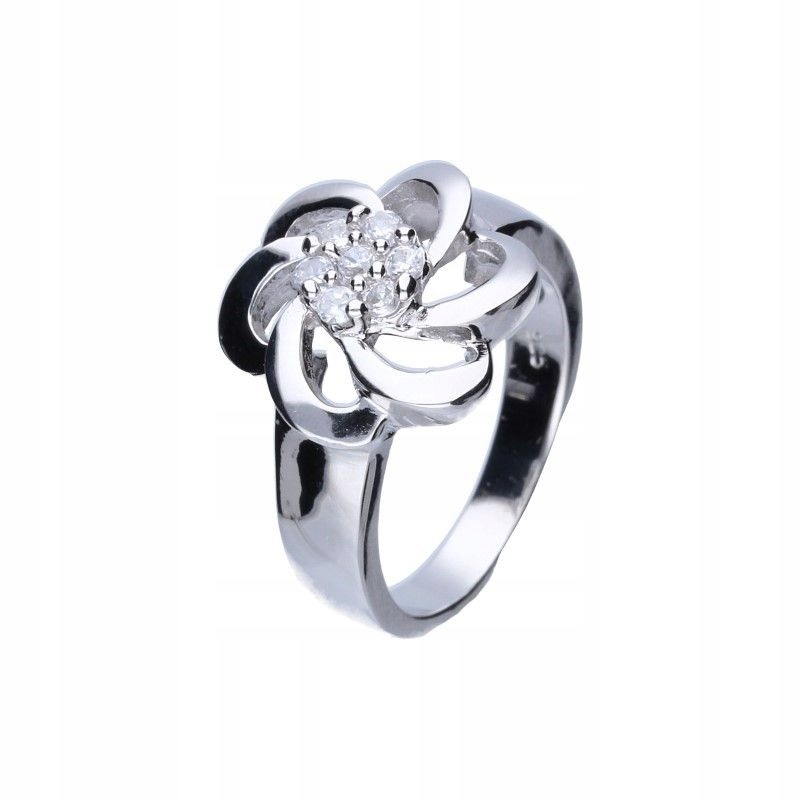 Prstýnek ze stříbra 925 s květinou a zirkony jako dárek r14