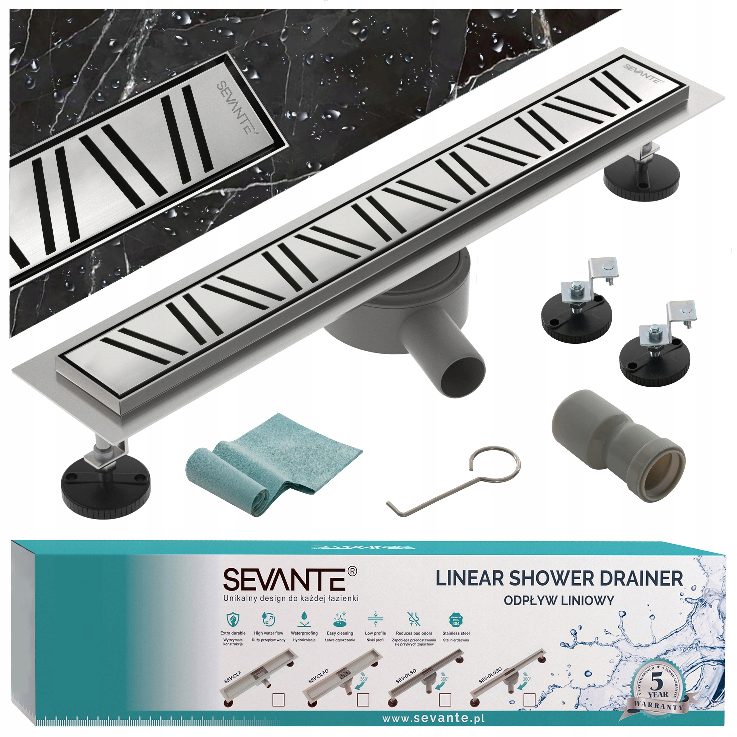 Odtokový systém s maskovačom 70 cm Flat inox nerezová oceľ, otočný sifón