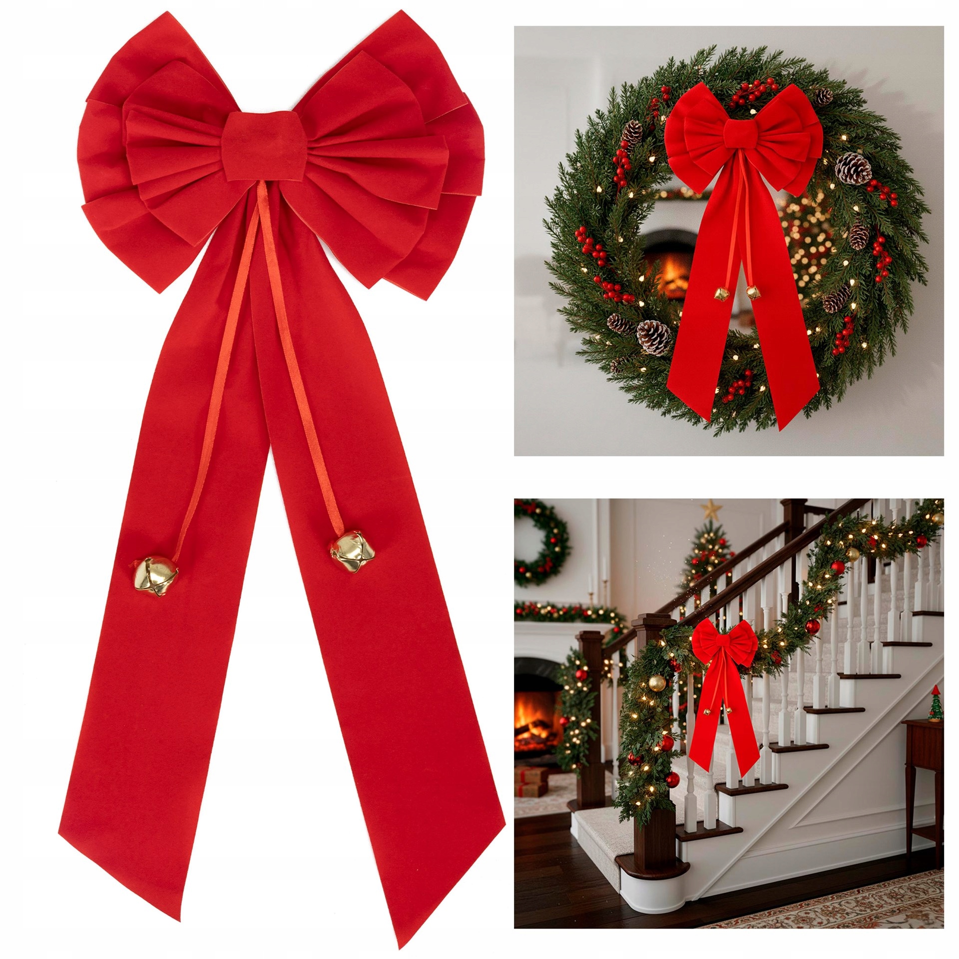 Červená Mašle Dekorace Na Vánoční Stromeček Ozdoba Dekorace Velký Přívěsek 52 cm