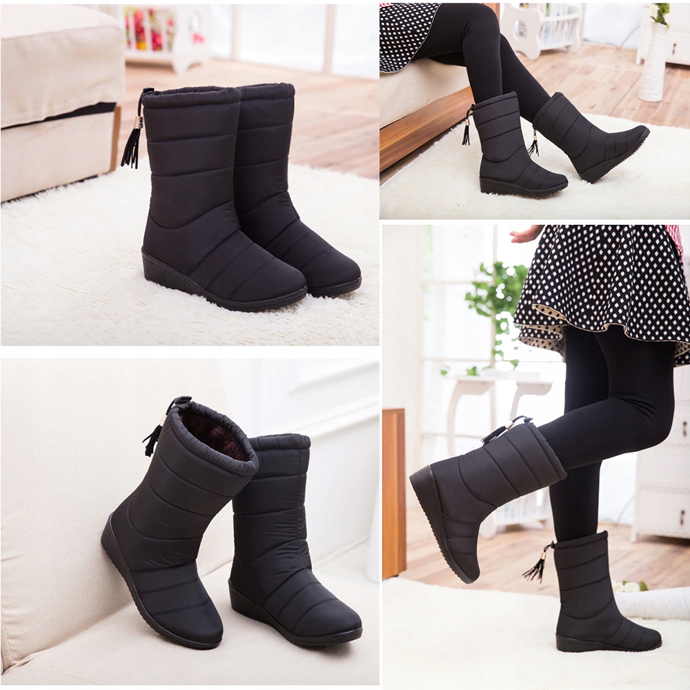 BUTY ZIMOWE WODOODPORNE CIEPŁE WYSOKIE DAMSKIE 39 Kolor podeszwy czarny