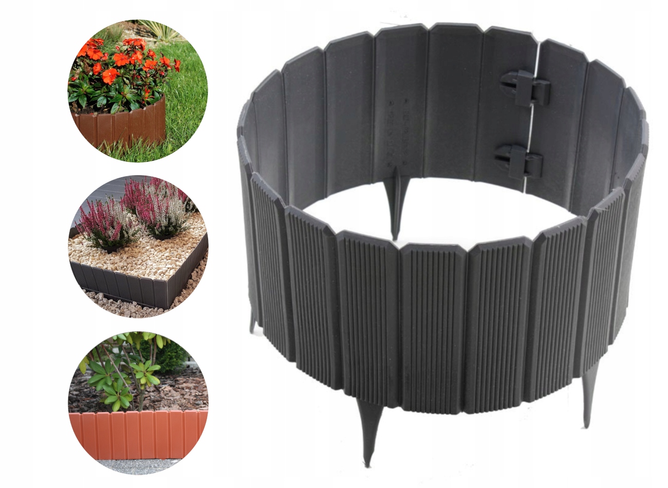 

Ekopalisada 22 cm obrzeże Rollborder płotek Grafit
