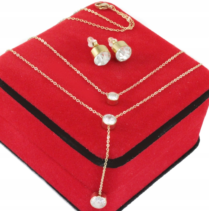 

Komplet Złoty Zirconia 2 cz Stal Chirurgiczna