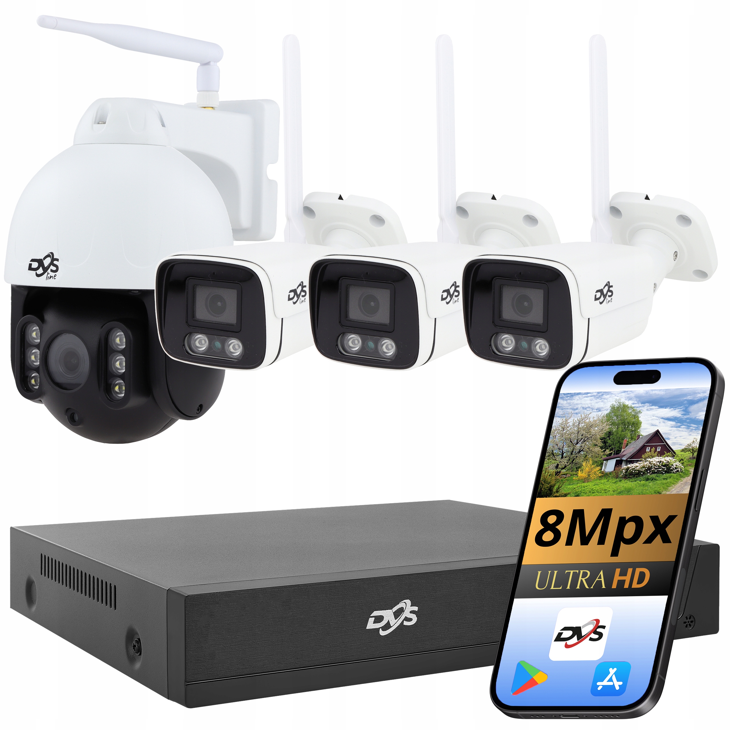 Set Kamer 4K Wifi 3 Kamery 1 Otočná 8MPx Venkovní Kamery Do Domácnosti