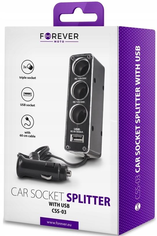 

Rozdzielacz gniazda zapalniczki +ładowarka na Usb