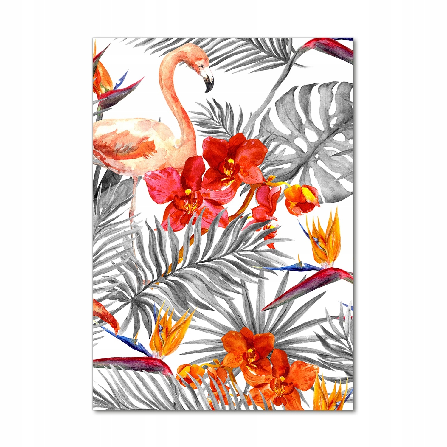 

Foto obraz akrylowy Flamingi i kwiaty 70x100 cm