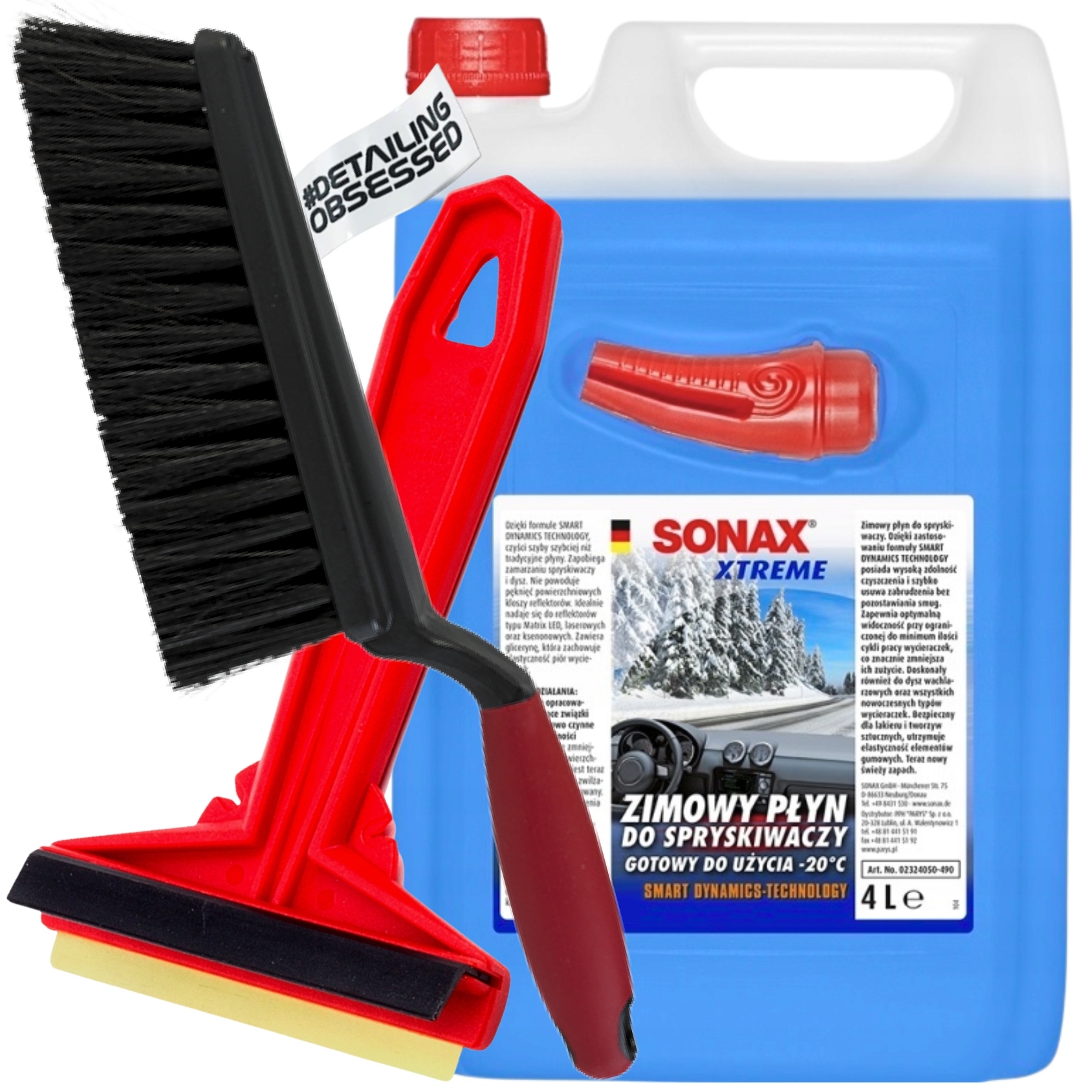 ZIMOWY PŁYN DO SPRYSKIWACZY SONAX XTREME 4L + SKROBACZKA SZCZOTKA DO ŚNIEGU