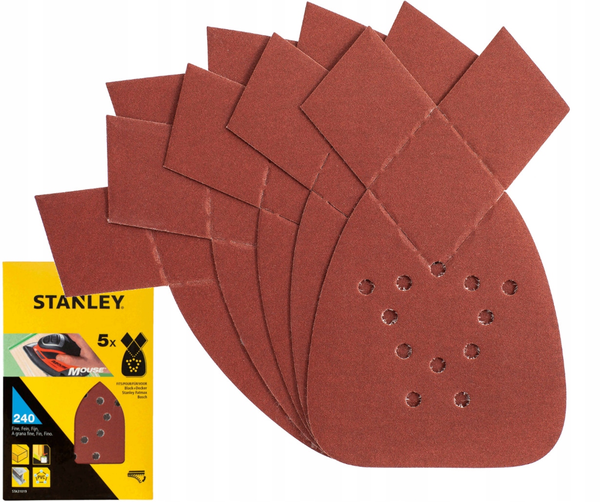 

Stanley 5x Papier Ścierny Rzep K240 Do Mouse 31019