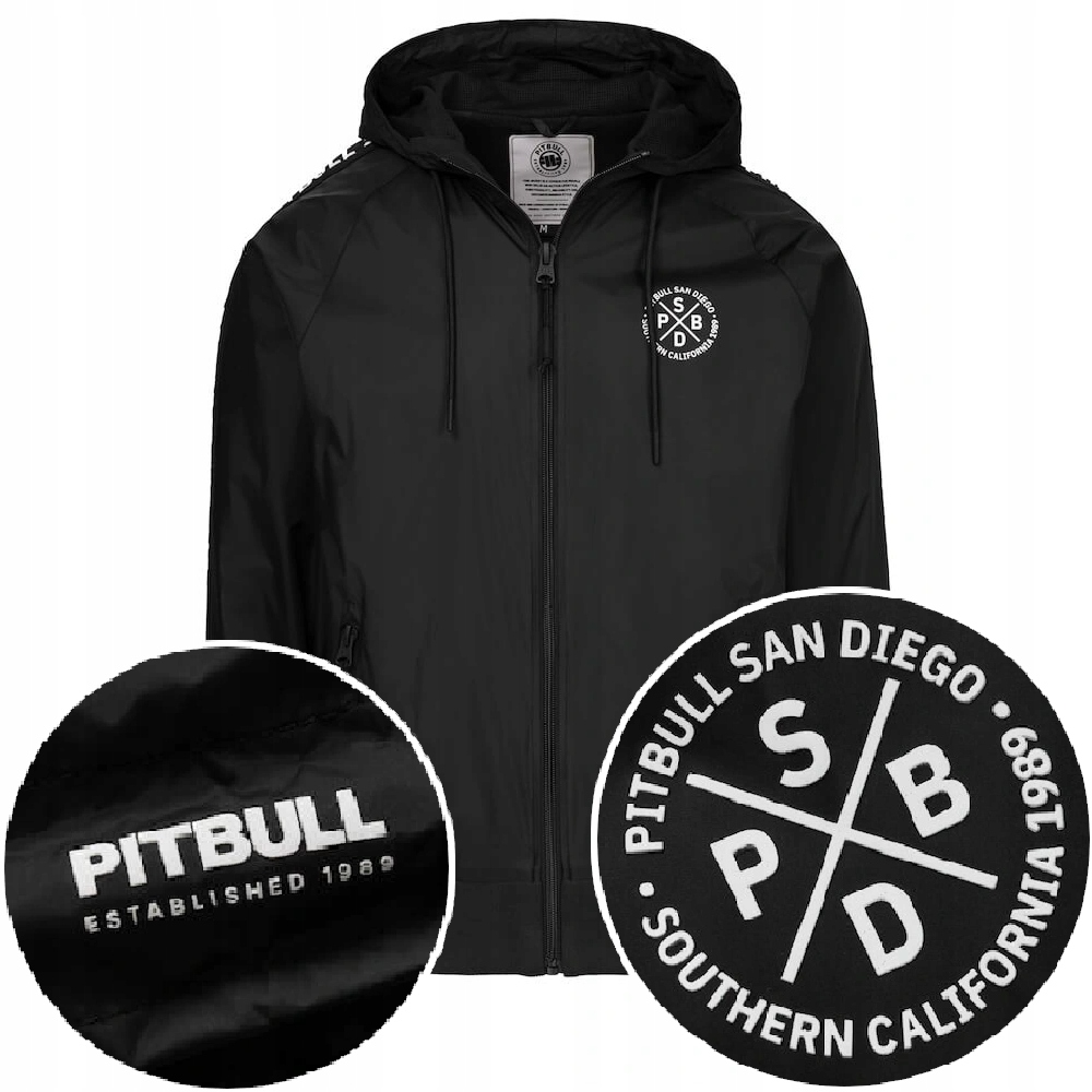 Męska Kurtka Wiosenna Pit Bull Athletic Tape Wodoodporna z Kapturem_M